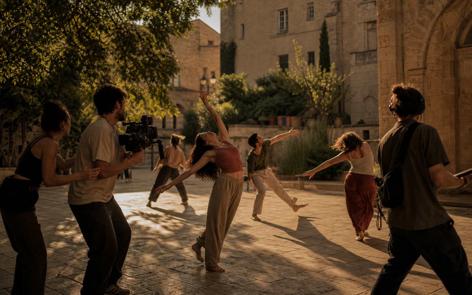 Danse filmée dans une cour à Montpellier